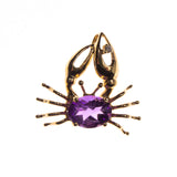 14K Amethyst Crab Pendant