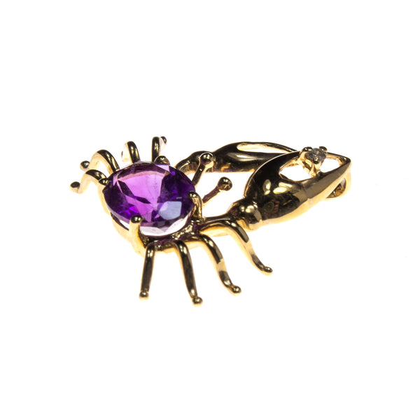 14K Amethyst Crab Pendant