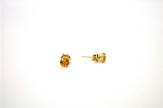 14K Citrine 5mm Circle Studs