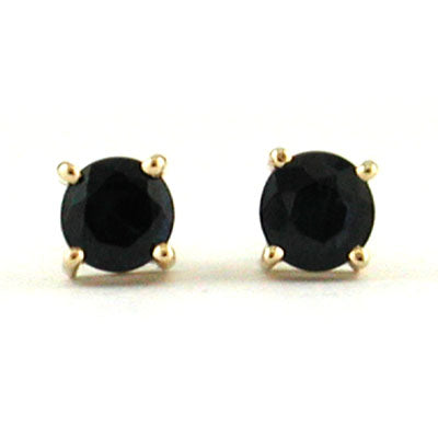 14K Yellow Gold Sapphire Round 3.75mm Stud Earrings