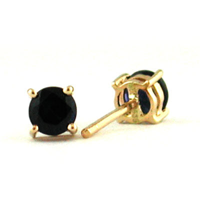 14K Yellow Gold Sapphire Round 3.75mm Stud Earrings