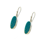 SS Oval Turquoise Bezel Earrings