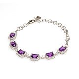 Sterling Silver Created Amethyst Cubic Zirconia Bracelet