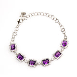 Sterling Silver Created Amethyst Cubic Zirconia Bracelet