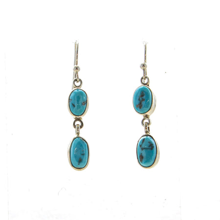SS Turquoise & Created Opal Inlay Cat Earrings