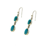 SS 2 Turquoise Bezel Dangle Earrings