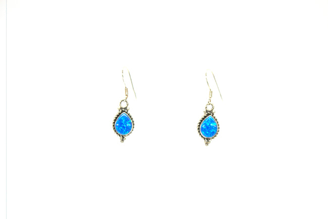 SS Created Opal Pear Rope Braid Earrings