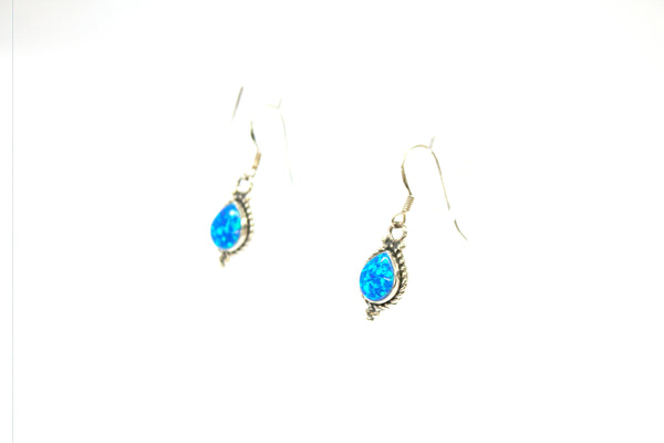 SS Created Opal Pear Rope Braid Earrings