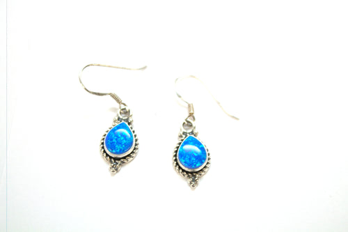 SS Created Opal Pear Rope Braid Earrings