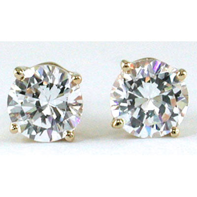 14K Yellow Gold Cubic Zirconia Round 6mm stud Earrings