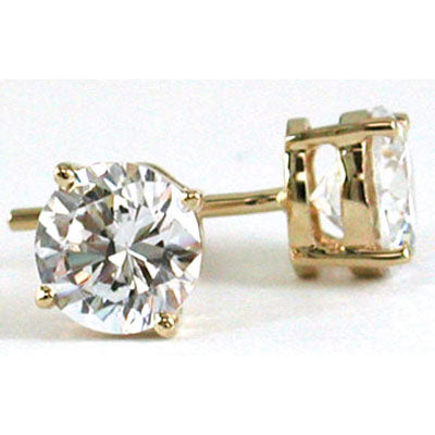 14K Yellow Gold Cubic Zirconia Round 6mm stud Earrings