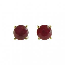 SS Created Ruby and CZ Flower Studs