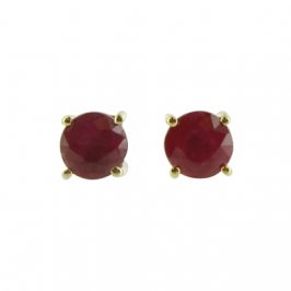 14K Yellow Gold Ruby Round 3.75mm Stud Earrings