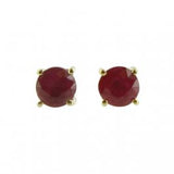 14K Yellow Gold Ruby Round 3.75mm Stud Earrings