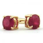 14K Yellow Gold Ruby Round 3.75mm Stud Earrings