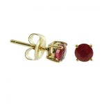 14K Yellow Gold Ruby Round 3.75mm Stud Earrings