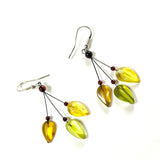 SS Multicolor Amber Three Leaf Dangle Earrings