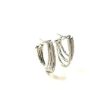 SS CZ Three Row Channel Hoop Earrings