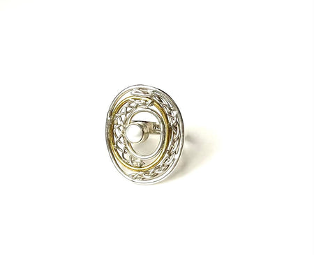 SS Pearl Round Swirl Ring Size 7,8