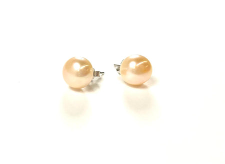 SS Fresh Water Pearl 11mm White Stud Earrings