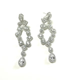 SS CZ Multi-Shape Two Row Dangle Earrings