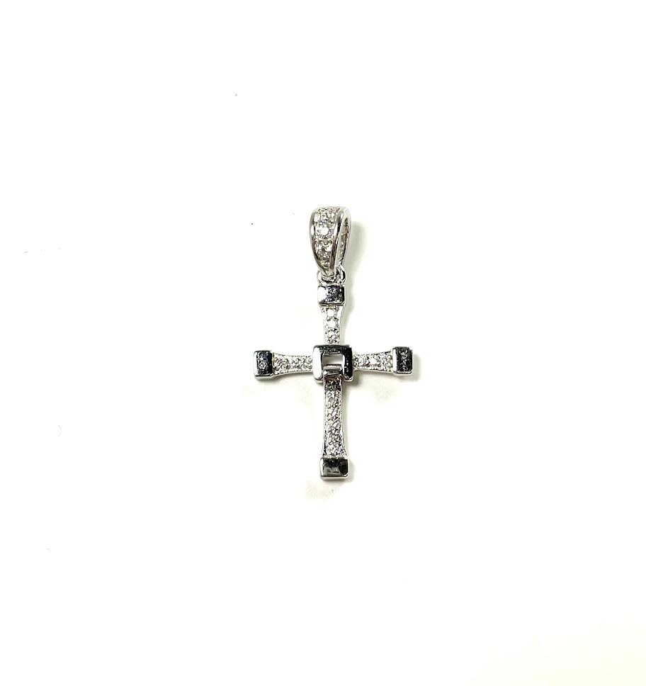 SS CZ Mobile Cross Pendant