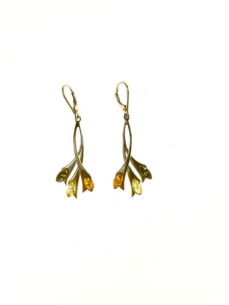 SS Amber Multicolor Three Ribbons Dangle Earrings