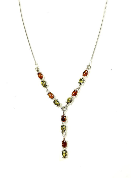 SS Amber Multicolor Pear Drop Necklace