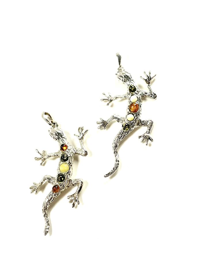 SS Amber Multicolor Lizard Pendant