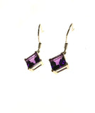 SS Created Amethyst Square Dangle Earrings