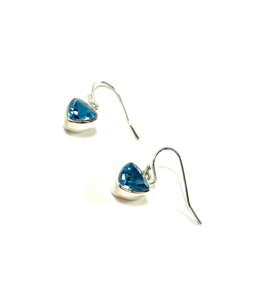 SS Blue Topaz Triangle Dangle Earrings