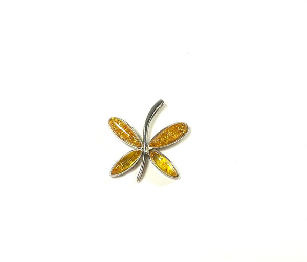 SS Amber Butterfly Pendant