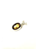 SS Amber Carved Lady Pendant