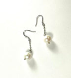 SS Pearl White Drop Earrings