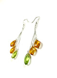 SS Amber Multicolor Leaf Dangle Earrings