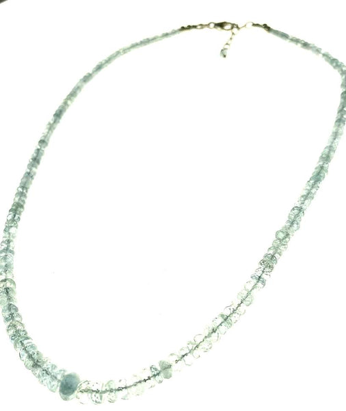 SS Aquamarine Faceted Bead Necklace