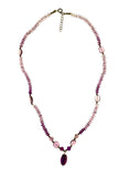 SS Amethyst Beaded Drop Necklace