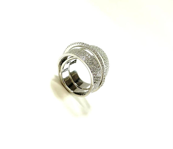 SS CZ Wide Band Wraparound Ring Size 7