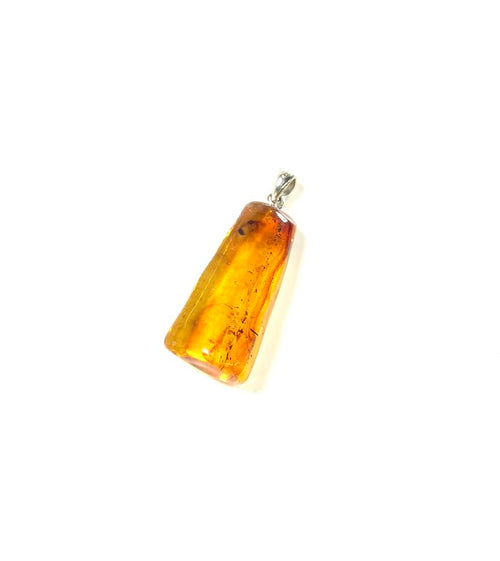 SS Amber Rough Rectangle Pendant