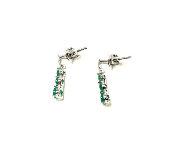 14KW Emerald Graduated Oval Earrings
