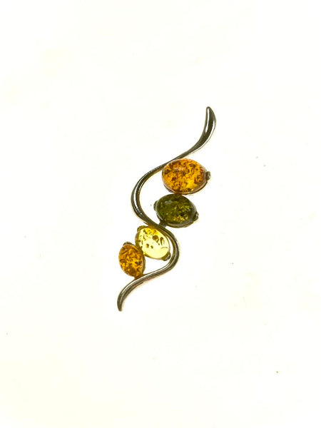SS Amber Multicolor Ribbon Curl Pendant