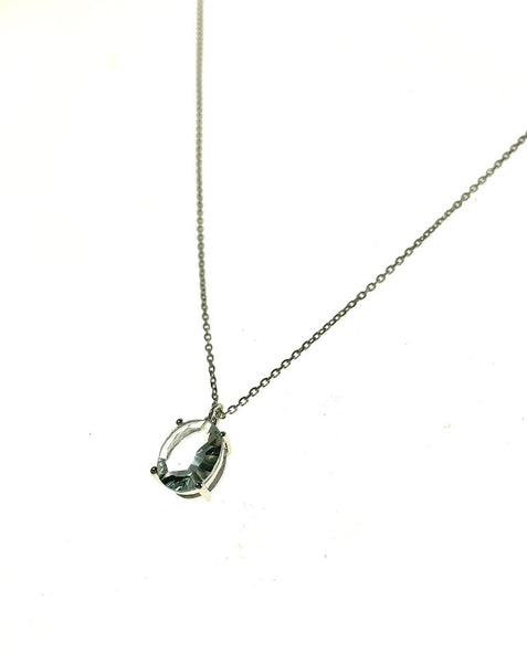 SS Created Aquamarine Oval Necklace