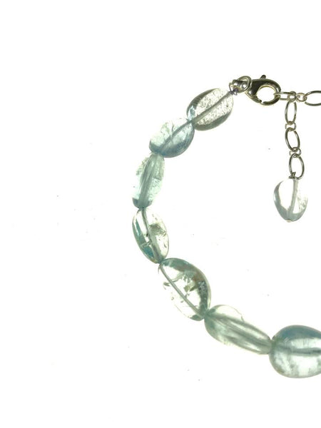 SS AAA Aquamarine Nugget Bead Bracelet