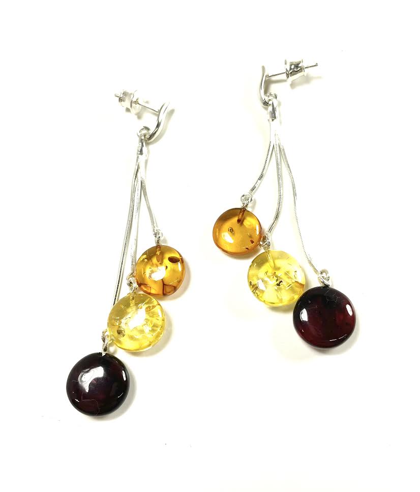SS Amber Circles Dangle Earrings