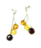 SS Amber Circles Dangle Earrings