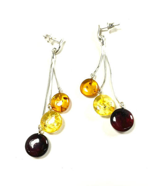 SS Amber Circles Dangle Earrings