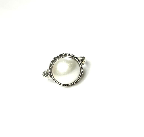 SS Pearl 11mm Rope Twist Ring Size 6.25