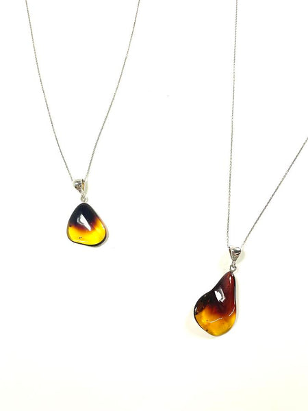 SS Butterscotch Amber Oval Pendant and Chain