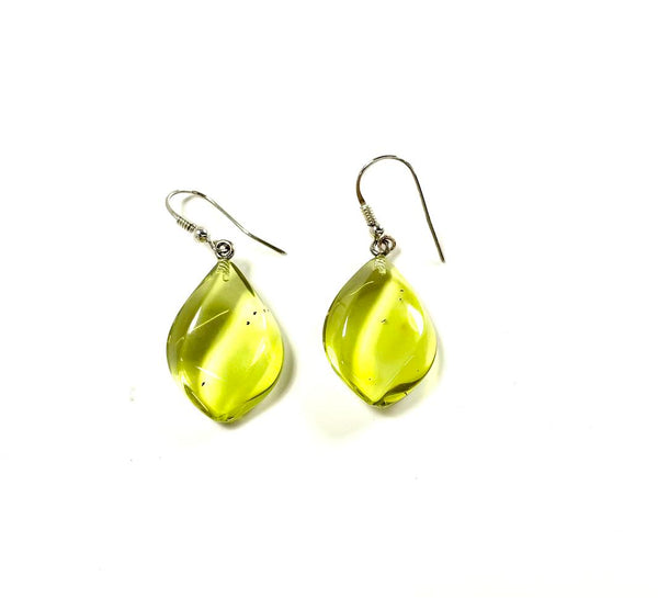 SS Caribbean Amber Leaf Dangle Earrings