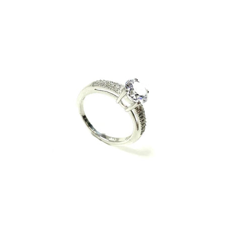 SS CZ 8mm Round Two Row Ring Size 6, 7, 8, 9